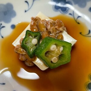 水切り豆腐で☆オクラと納豆の冷奴